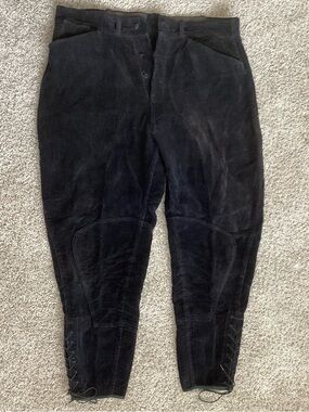 Vtg Corduroy Riding Pants Lace-Up Ankles Double Seat Boat Sail Pocketing 36x27
